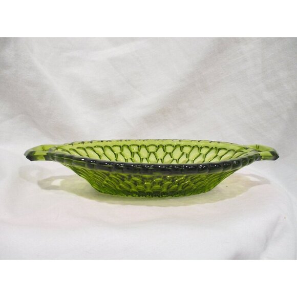 Vintage Dimpled‎ Green Glass Candy Dish or catch all - Picture 2 of 7